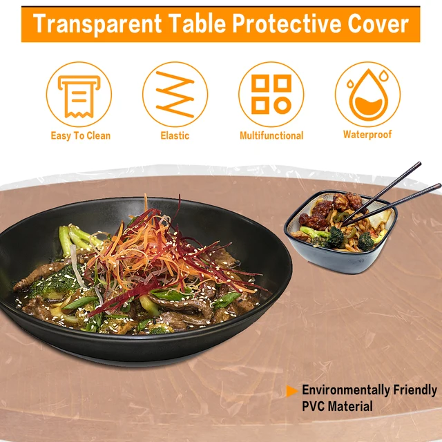 Nappe ronde élastique transparente en PVC, imperméable, résistante à l'huile, housse de protection pour Table à manger, 3 tailles 4