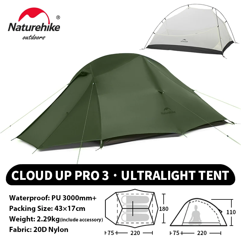 Naturehike Upgraded Cloud Up 3 Person Tent Outdoor Camping Tent