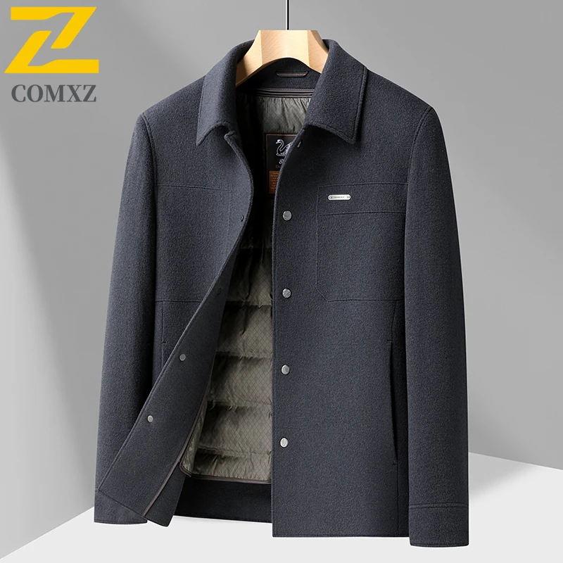 COMXZ Warm Winter Padding Minimalist High Quality Work Wool Jacket Business Trip Office Lightweight Quilted Jacket Mens Clothing