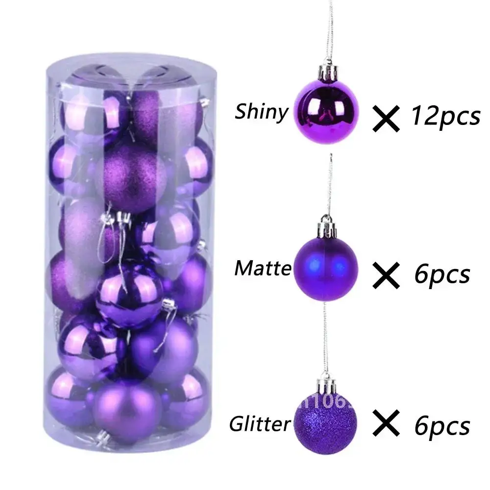 thumbnail image 1 of Bolas de Navidad, 24 piezas, 3/4/6/8 cm, adornos colgantes para árbol de Navidad, bolas de plástico para colgar, decoración para fiestas en el hogar, suministros para Navidad y Año Nuevo, 1 of 5