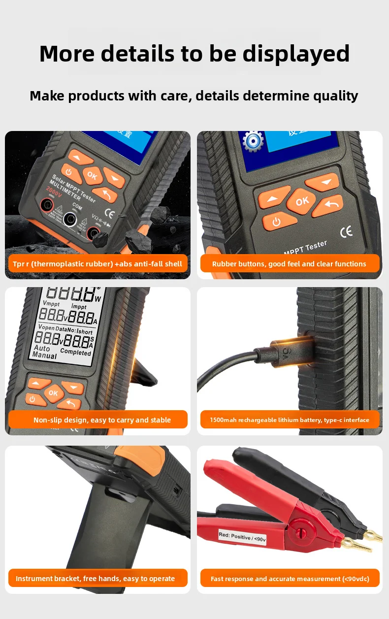 Victor 863C 2IN1 태양광 모듈 테스터 2000W/멀티미터 고전압 테스트 2000V Type-C 충전식 Solor MPPT 테스터