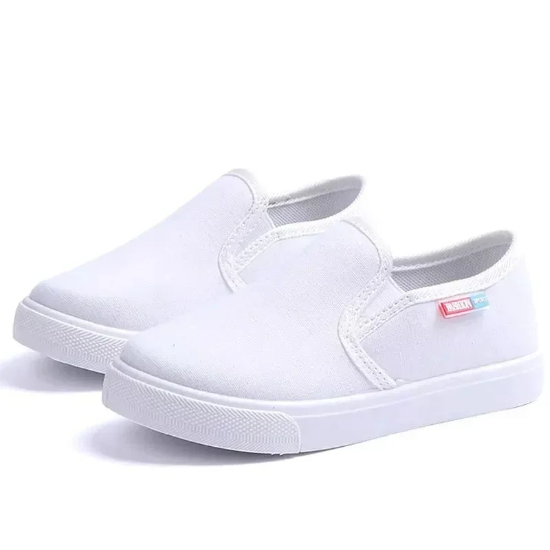 Canvas Unisex Kids Sneakers Soft Breathable White Casual Shoes
