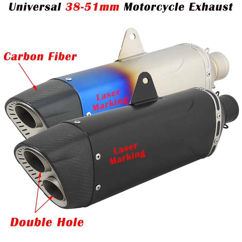 

Универсальная выхлопная труба для мотоцикла, 51 мм, с двойным отверстием, глушитель из углеродного волокна Modifed Escape System для 650MT Vitpilen 701 Leoncino 500