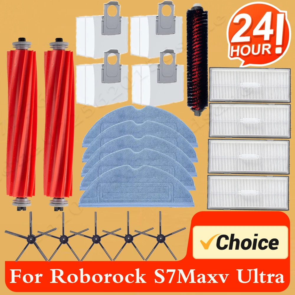 

Hepa Filter For Roborock S7 Accesories S7 Maxv Ultra Q7 T7S Plus Main Brush Dust Bag Mijia Xiaomi Mop Robot Vacuum Cleaner Parts