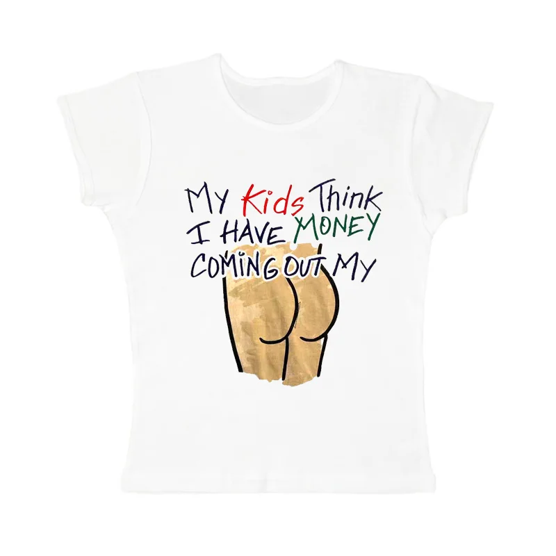 

Y2k Cute European and American Women Print Sexy Funny Crop Top Fashion Maiden T-Shirt Hot Girl emo Short Sleeve O-neck Baby Tee