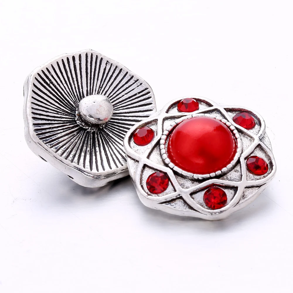20pcs Vintage Crystal Kallaite18mm Metal Snap Buttons Fit Snaps Bracelet Necklace Ginger Jewelry