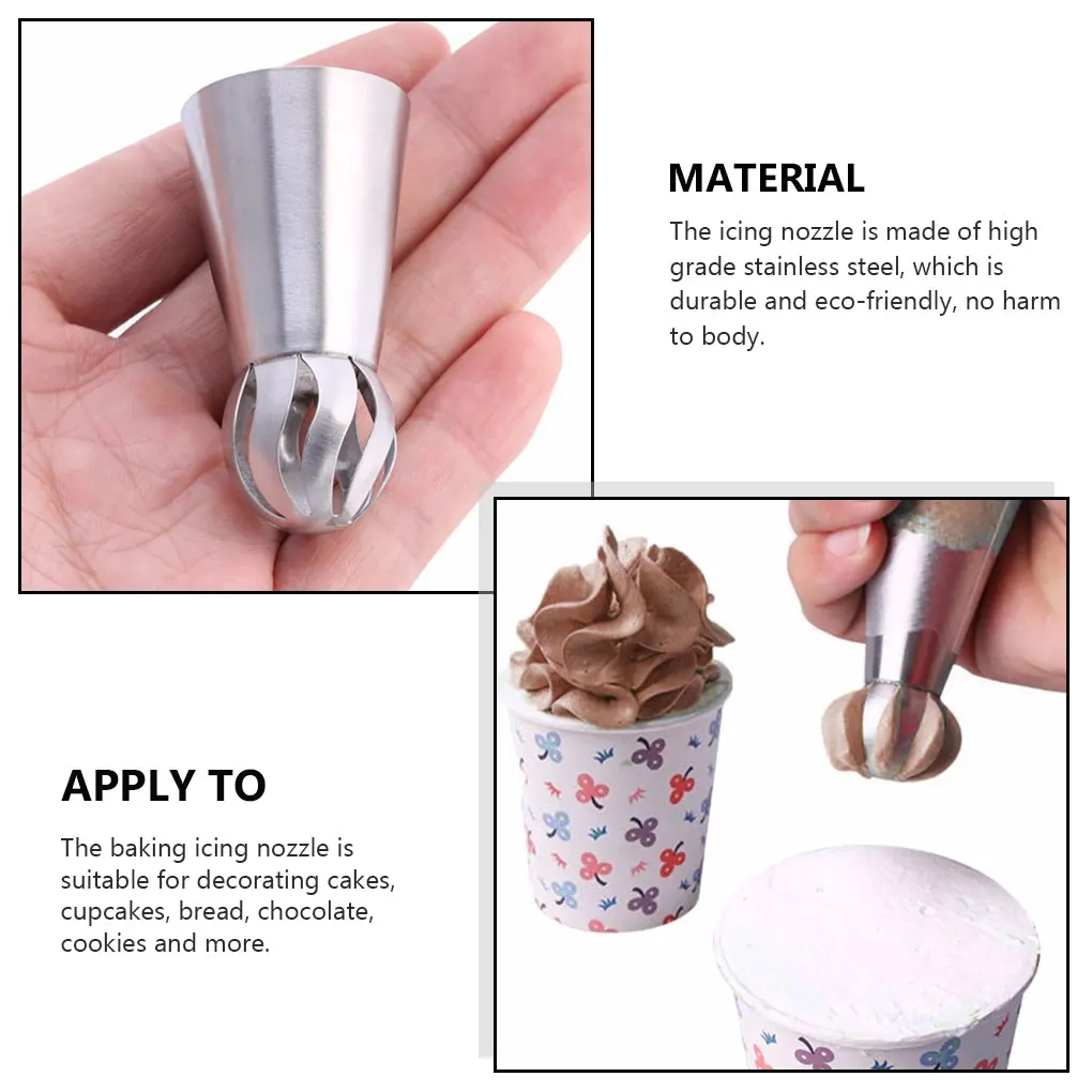 Pack of 3 Icing Nozzle Party Ornament Flower Decorating Nozzle Piping Tip Cupcake Cookies Desserts Dishwasher Cake Tips