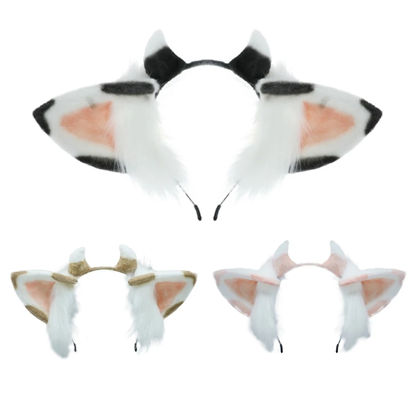 Halloween Tier Kuh Ohren Stirnband Plüsch Tier Ohren Haar Hoop Schöne Cartoon Party Kopfschmuck Cosplay Kostüm