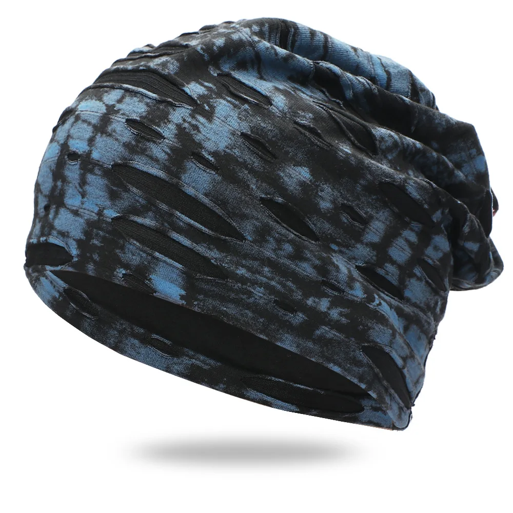 Vintage Tie Dye Slouchy Beanie Hüte für Männer Frauen Distressed Unisex Street Atmungsaktive Outdoor Herbst Winter Hut Hip Hop – Detail 9