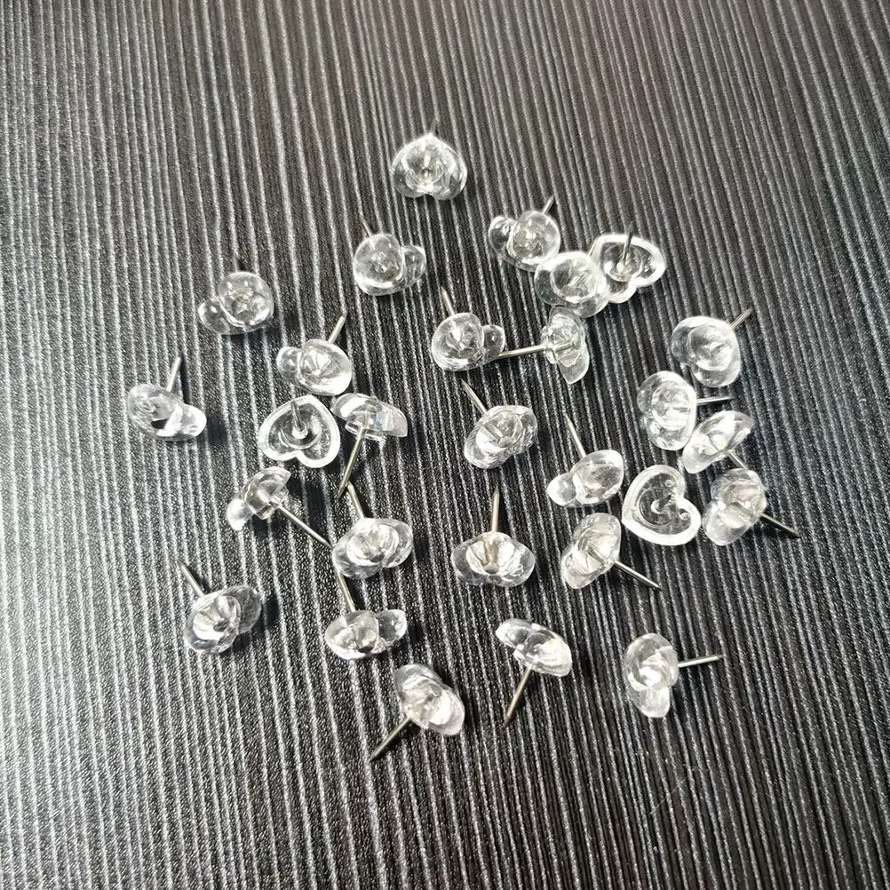 200Pcs 하트 모양 푸시 핀 코르크 보드 벽용 수지 및 니켈 도금 철 지도 핀 사무실 책상 액세서리 다기능