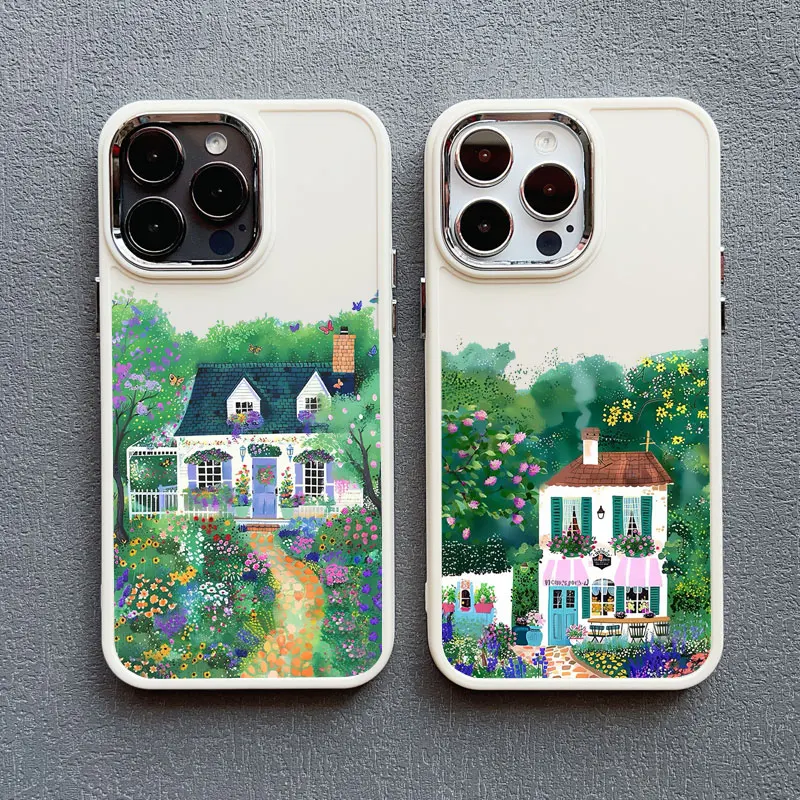 Ländlicher Stil, Café-Silikon-Handyhülle für iPhone 13, 14, 15, 11 Pro Max Plus 16 12 Pro Max Plus XR X XS 7 8 Plus, weiße Abdeckungen