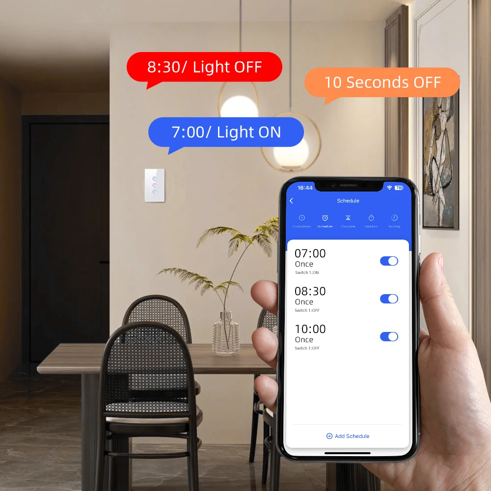Smart WiFi Touch Switch No Neutral Wire Required Smart Home 1/2/3 Gang Light Swi