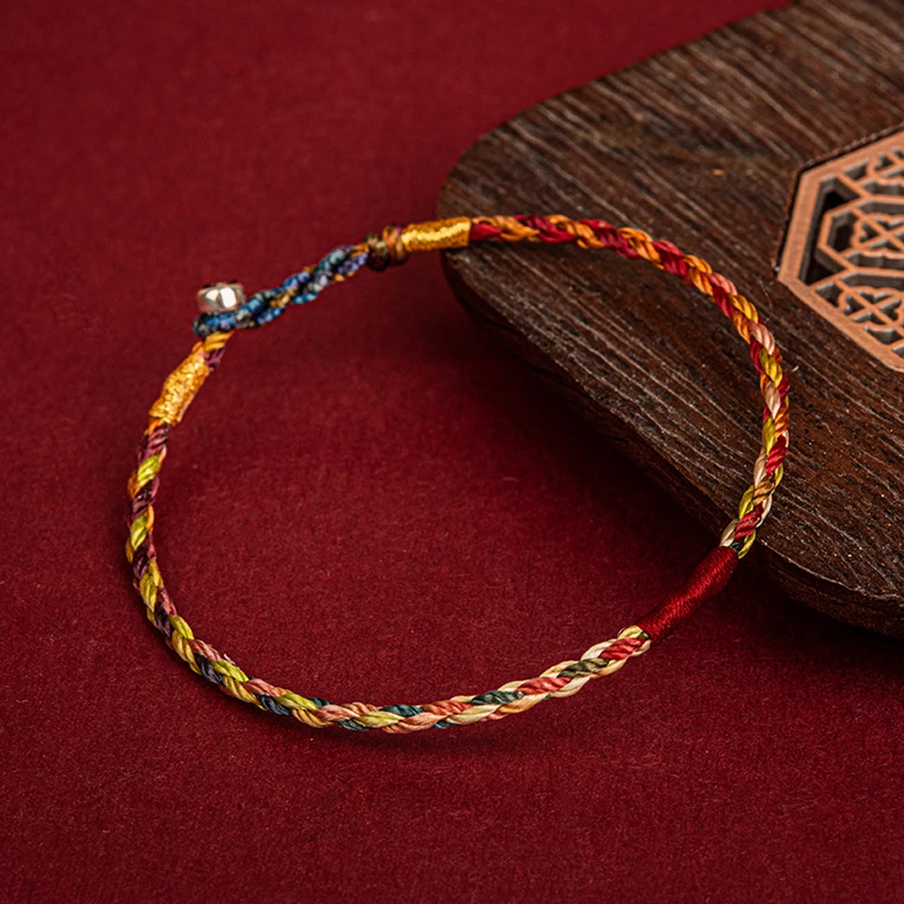 COLORFUL BLING Handwoven Tibetan Red String Bracelet - Lucky Protection, Adjustable, For Couples, Family, Friends (2 Pack)
