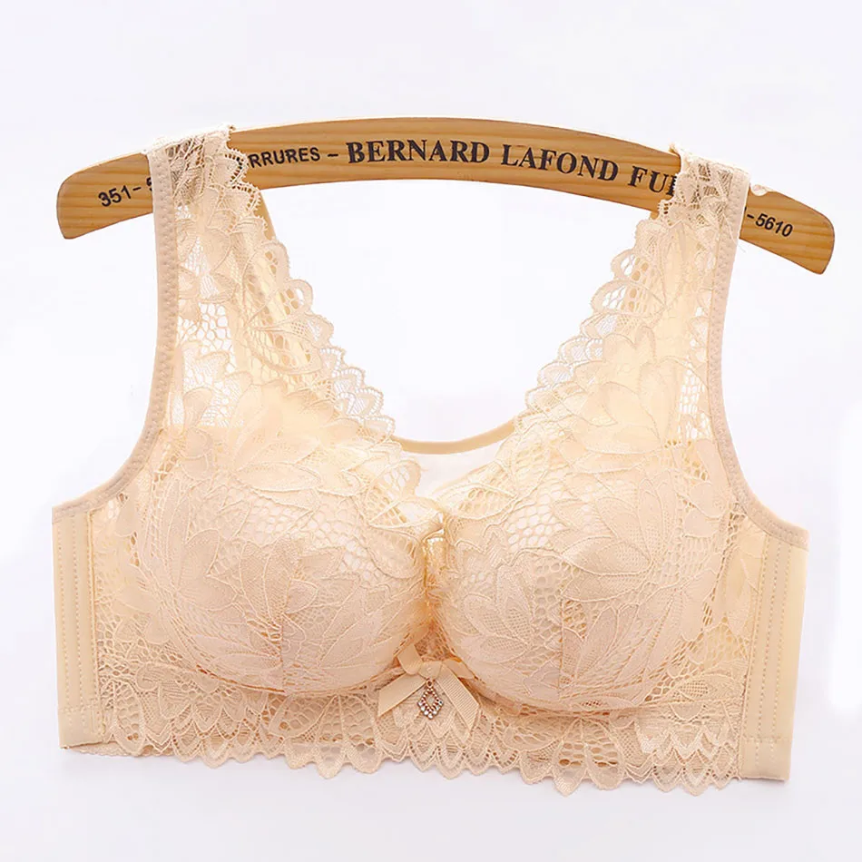 Women Elegant Plus Size Lace Bra No Underwire Comfortable Stylish 3/4 Cup Seamless Bralette Summer Thin Pregnant Maternity Bra
