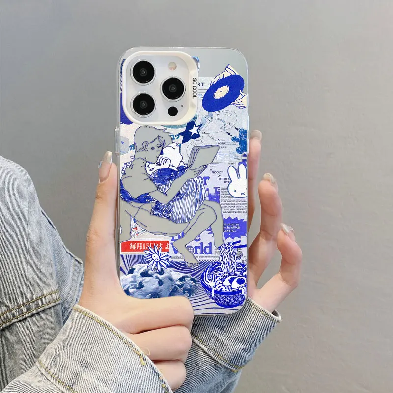 Ocean Wine Glass Blues Element Splicing Phone Case - Laser Back Cover