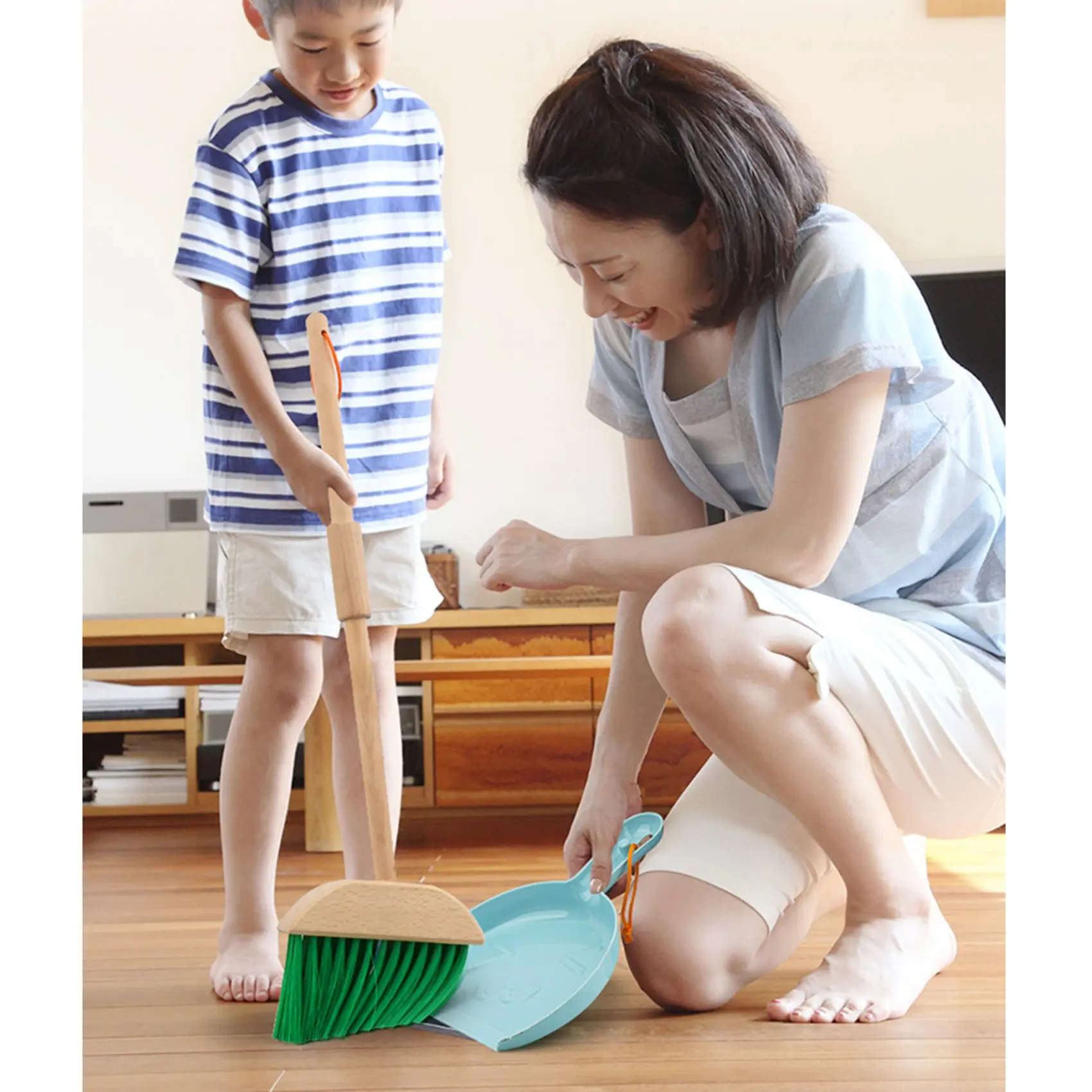 A72I 6 Pcs Children Pretend Play Wooden Broom Mop Cleaning Tool Toys Brain-Training Toy for Kids Educational Learning Toys
