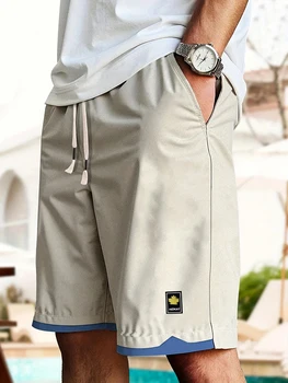 2025 New Fashion Casual Loose Contrast Color Fifth Pants Summer Men's Sports Pants Outdoor Street City Trend Shorts Pants 1