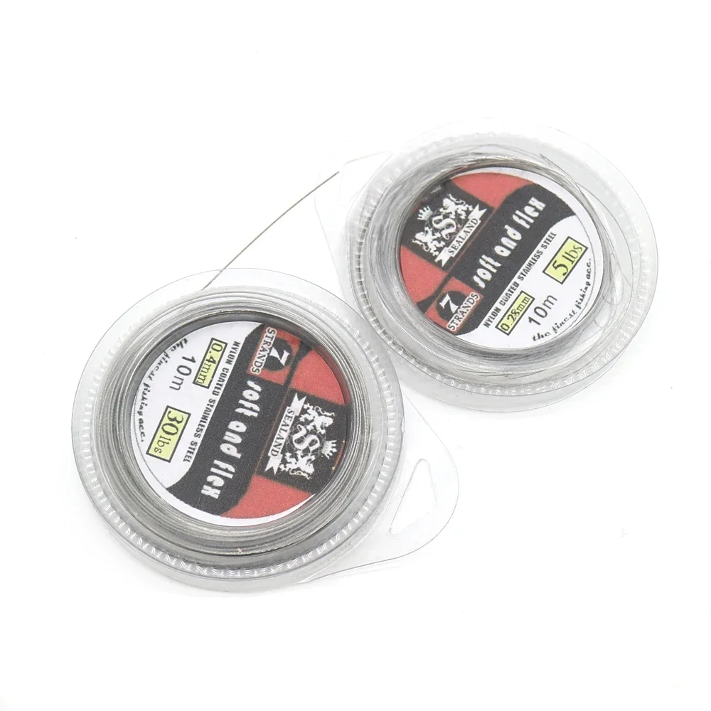 Ligne de pêche leader acier gainée nylon anti-corrosion 10m pour leurres jigging 5 à 200 livres