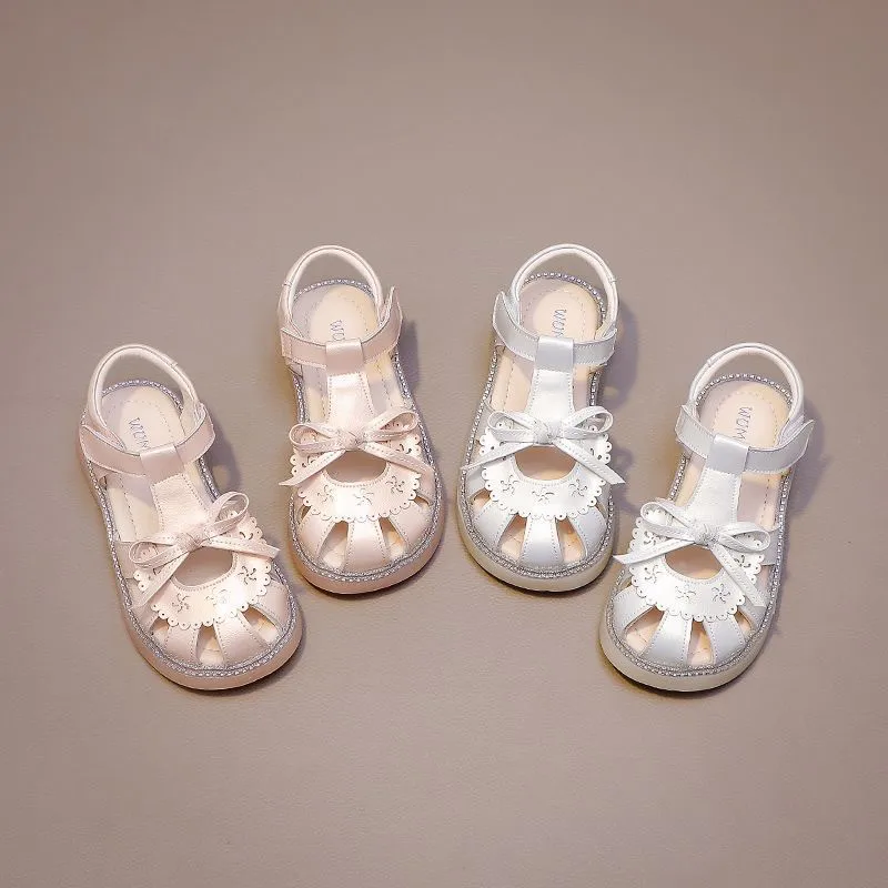 Girls Summer Sandals with Bowtie Non Slip