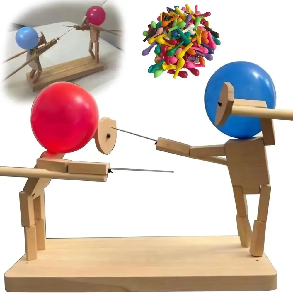 Whack-a-balloon Bamboo Duel: Handcrafted Wooden Fencing Puppets Game for  Festive Home Decor & Parties 