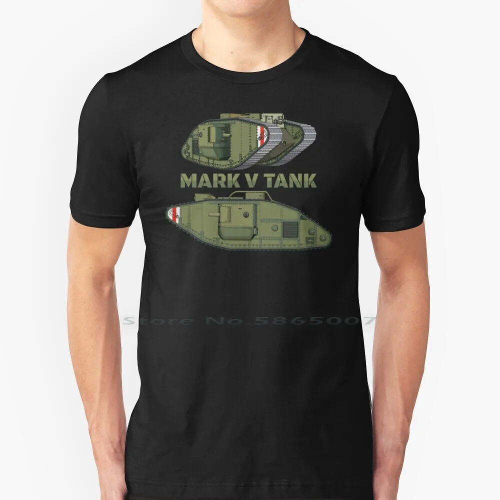 Mark V 5 British Ww1 Army Tanks Diagramma Regalo T Shirt 100% Cotton Mark V Tank 5 Diagramma Storico Guerra Buffs Rosso Bianco