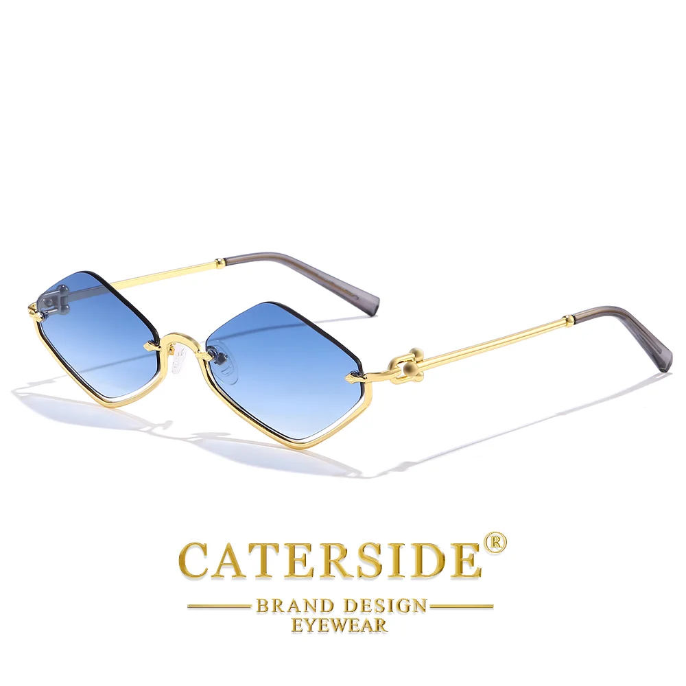 CATERSIDE Modische Metallische Unisex Prismatische Halbrahmen-Sonnenbrille UV400 Trendiges Personalisiertes Design Sonnenbrille Ideale Geschenke – Detail 6