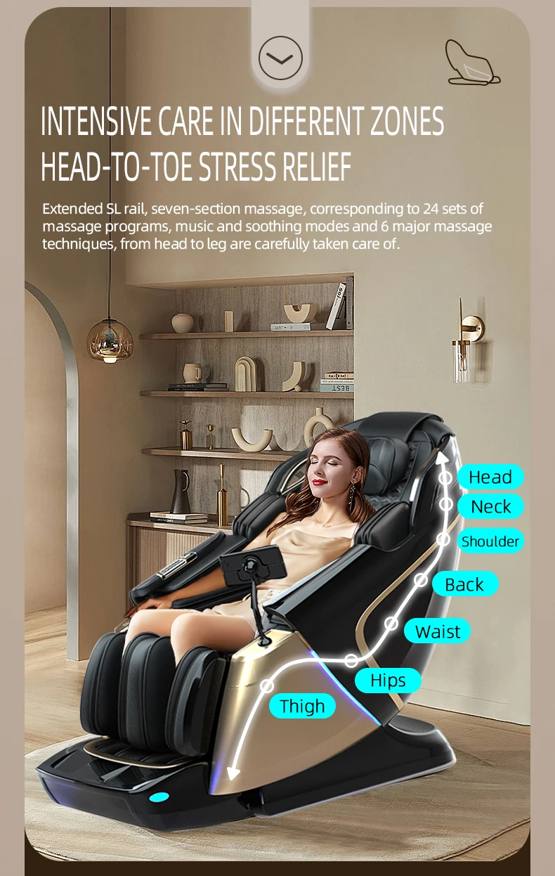 Smart Electric Massage Chair Full Body for Home Dual Mechanism 4D Zero Gravity Sl-Track Shiatsu Massage Recliner Chair with Heat 4