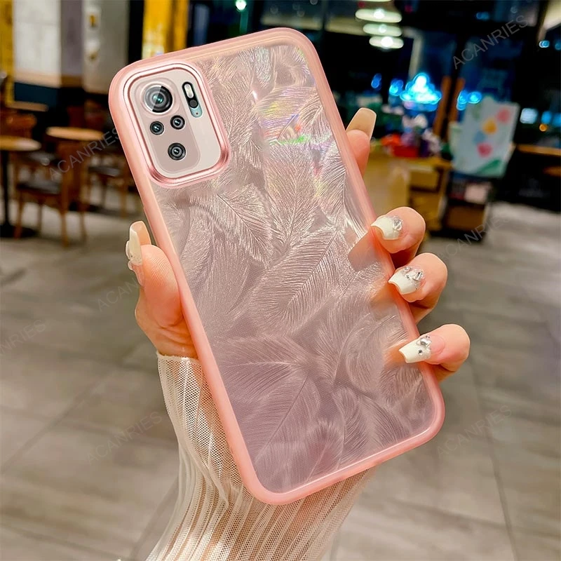 Glitter Feather Pattern Silicone Soft Case Back Cover