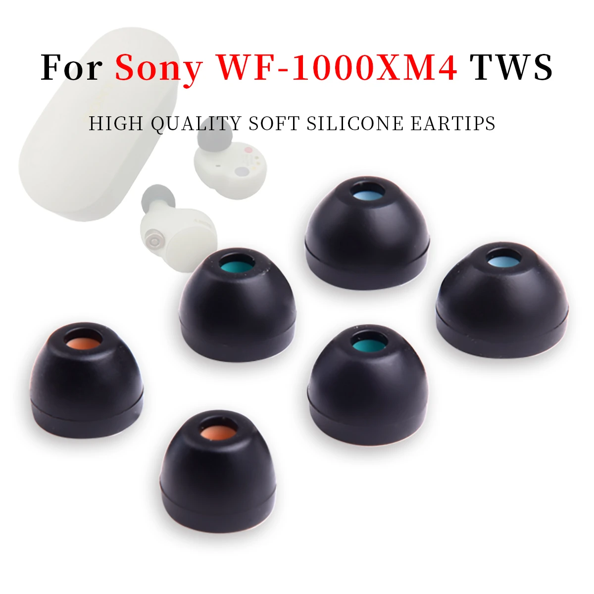 Silicone Ear Tips for Sony WF-1000XM4 Eartips WF-1000XM3 True Wireless Earbuds Tips Earplugs Earphone Silicone Case Ear Cap 6pcs