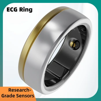 ECG Smart Ring Cardio Anello Battito cardiaco da dito Temperatura corporea Cardiofrequenzimetro Ossigeno nel sangue Coppia alla moda Monitor medico
