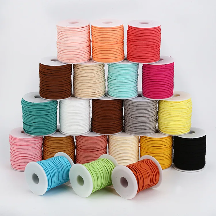 50 Yard/roll 2.6mm Flat Faux Suede Braided Cord Leather Jewelry DIY Rope for Handmade Beading Bracelet Jewelry String