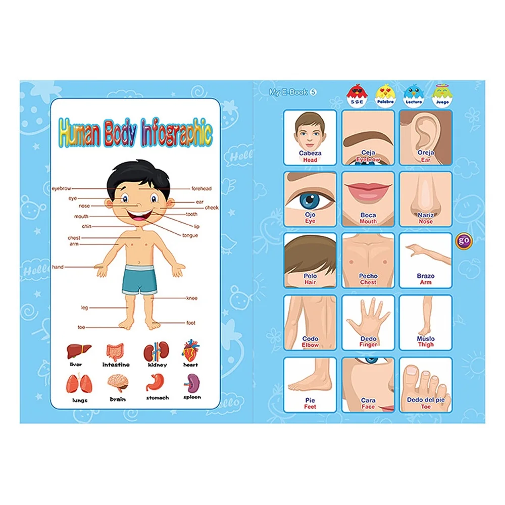 2-in-1 Spanish English Sound Board Books Interactive Talking Books Early Educational Reading Toys For Toddlers Boys Girls educational learning toy alphabet educational toys