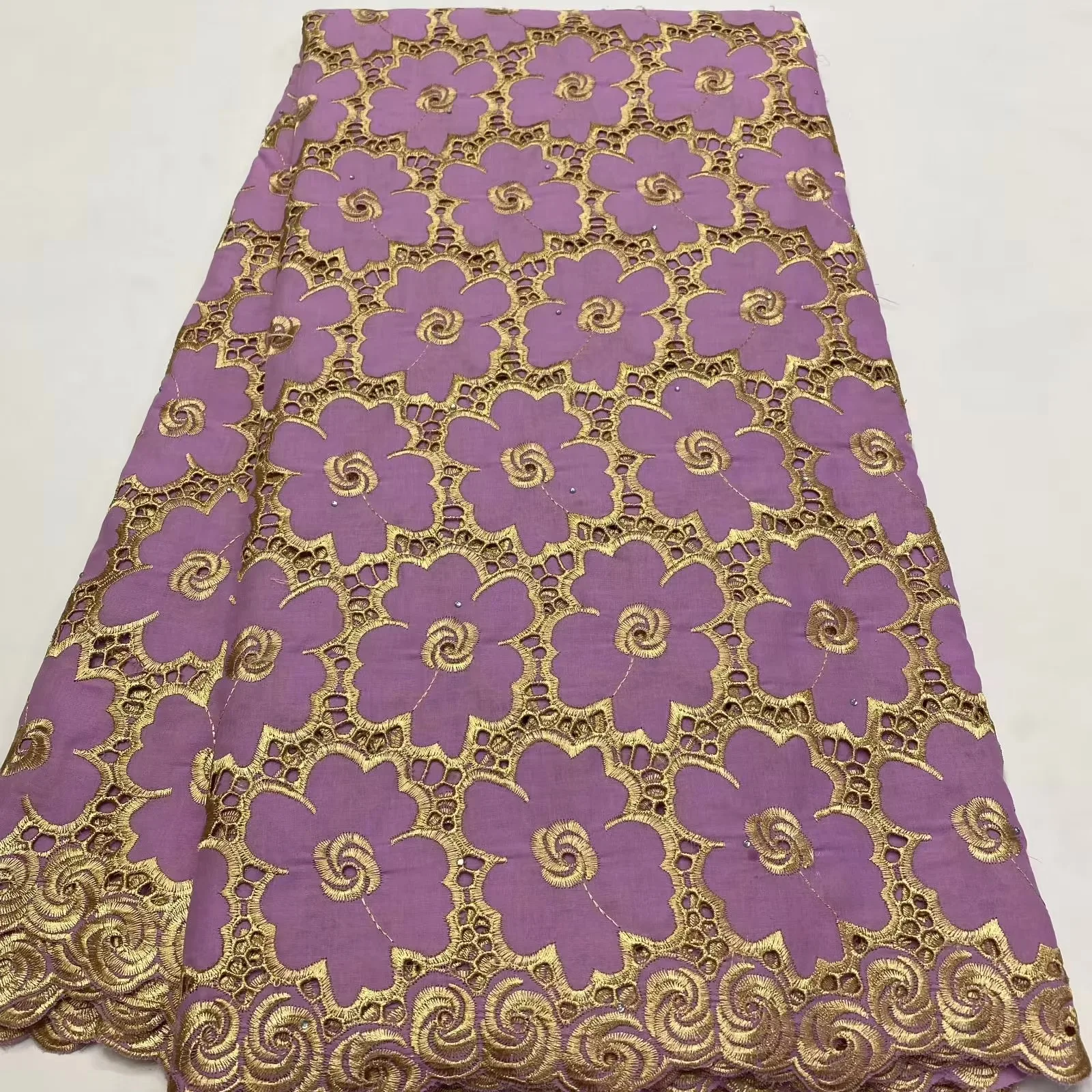 

African Hollow Out Lace Fabric 2024 Latest High Quality 100% Cotton Lace Material Swiss Voile Lace Fabric Embroidery For Dress