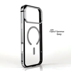 Premium Metal Frame Phone Case with MagSafe Magnetic Charging and HD Backplate Protection - iPhone 17 Pro (GRAY)