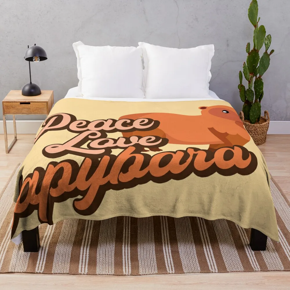 

Peace Love Capybara. Throw Blanket Warm Giant Sofa Blankets