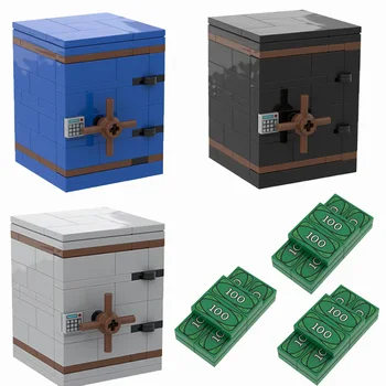 MOC Safe Deposit Box Model Building Blocks Money Set Dollar Cash Accessories Bricks Police Thief Bricks Toys Gift 1