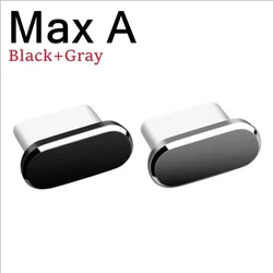 Premium Metal Dust Plug for Type - C Charge Port - Enhanced Mobile Phone Protection Cap (Mix A Black Gray)