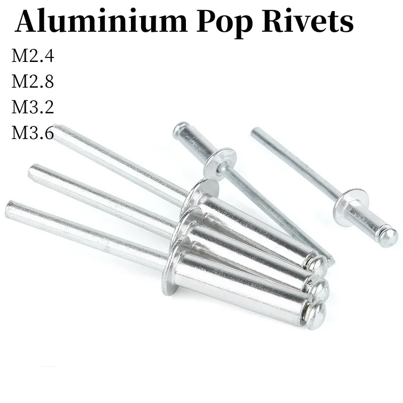 

20/50/100Pcs M2.4 M2.8 M3.2 M3.6 Aluminium Mushroon Head Break Mandrel Blind Rivets Nail Pop Rivets