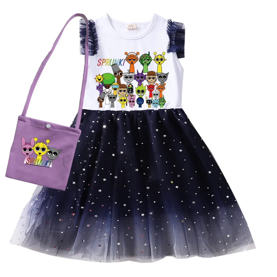 Game Sprunki Dress For Kids Lace Casual Dresses For Baby Girls Super Clothes Children Wedding Party Summer
