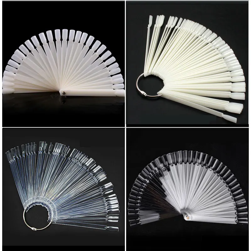 Clear Nature False Acrilico Nail Art Display Tips Fan Style Nail Swatch Polish Stand Palette Cartone Accessori Per Manicure Strumento