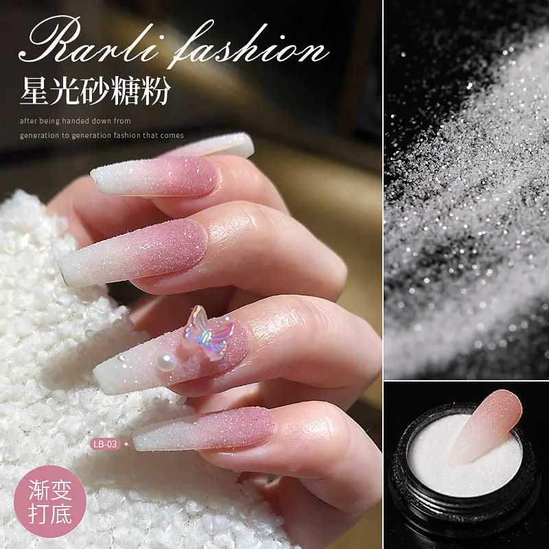 Nail Powder Glitter Decorations Shinning Iridescent Silver Black Nail Sugar Glitter Powder White Color UV Gel Polish Chrome Pigment Dust Nails Art Decoration