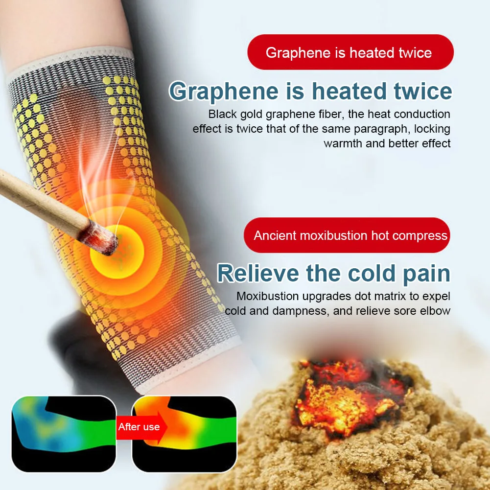 Self Heating Elbow Support Pads Arm Compression Support Elbow Sleeve Protector For Tendonitis Tennis Outdoor Activities 2 Pcs