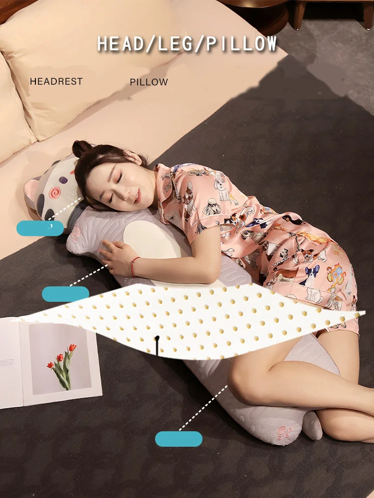 110CMDetachable Inner Liner Ice Silk Animal Long Pillow Kawaii Cat Plush Pillow Sofa Decoration Sleep Companion 4