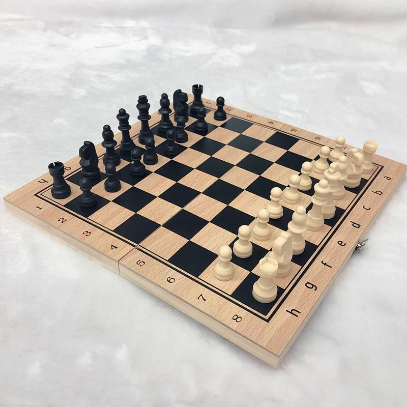24x24CM 3in1 Chess Set Traditional Wooden Folding Wood Pieces Portable Board Game Checker For Adult Kids Gift