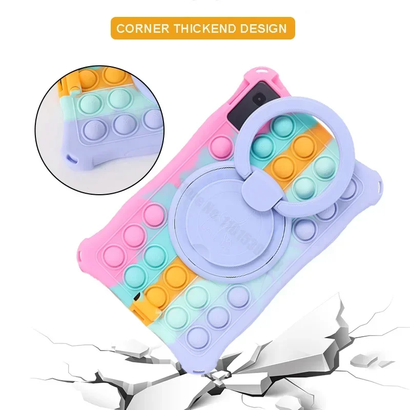 Durable Kids Soft Silicone Stand Cover with Shoulder Strap for Xiaomi Redmi Pad Tablet