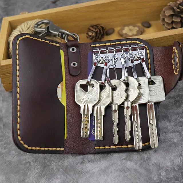 Leather Key Pouch Wallet Slim Keychain with 6 Key Holder – Rustic Town