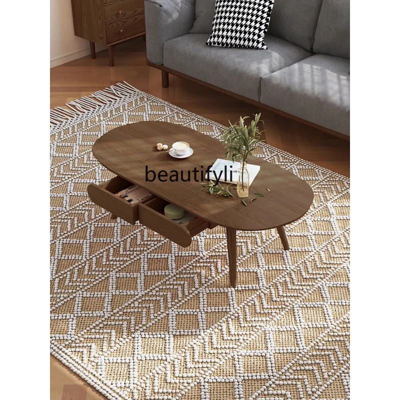 

Furniture Nordic Ash Coffee Table Japanese Style Solid Wood Simplicity Modern Home Living Room Small Apartment Storage Tea Table