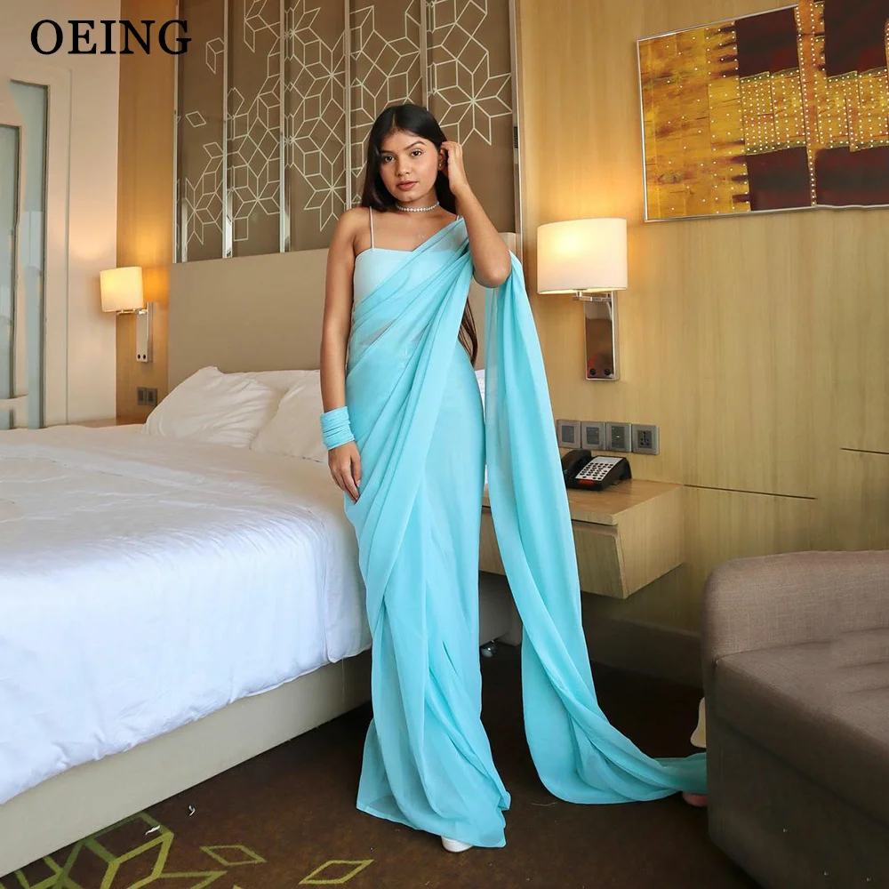 OEING Sky Blue Chiffon Prom Dresses Simple Southeast Asia Style One-Shoulder Party Gown Elegant Floor Length Event Dress 2024