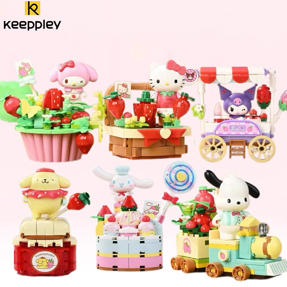 Keeppley Sanrio Building Blocks Kuromi Hello Kitty Strawberry Town