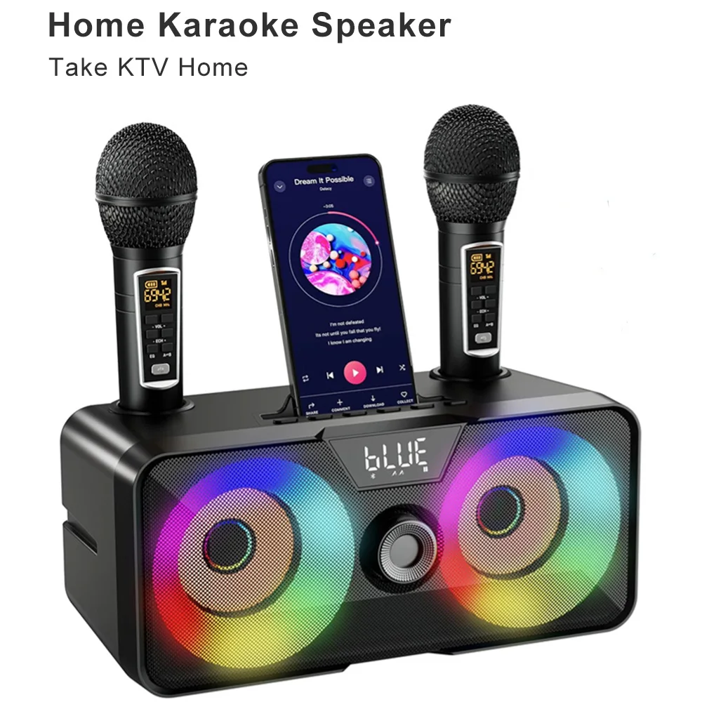 Home Party Wireless Karaoke Speaker Subwoofer Con Microfono Duel Bluetooth Tf Card Riproduzione Dell'Unità Usb Set Audio Bt Portatile